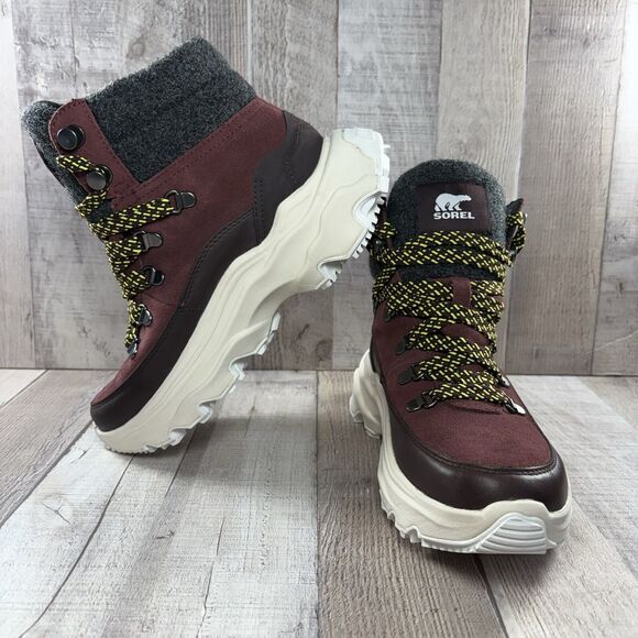 Sorel Kinetic Breakthru Conquest Womens 7 Sneaker Boots Bootie Waterproof Maroon - Picture 2 of 13
